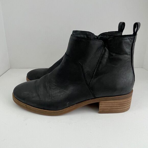 Lucky‎ Brand Prenma Black Leather Ankle Boots Booties Womens 7 - Picture 2 of 7